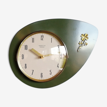 Horloge formica vintage "vedette vert doré"