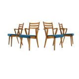 1960s Set of Four Oak Dining Chairs, Czechoslovakia
