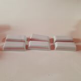 Set of 6 vintage knife holders in white and pink ceramic