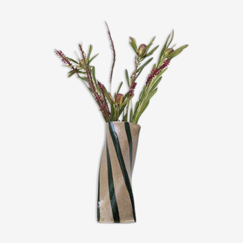 Green Stripe Twist Vase