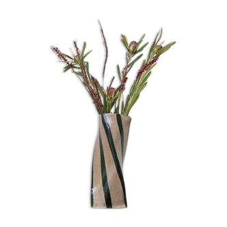 Green Stripe Twist Vase