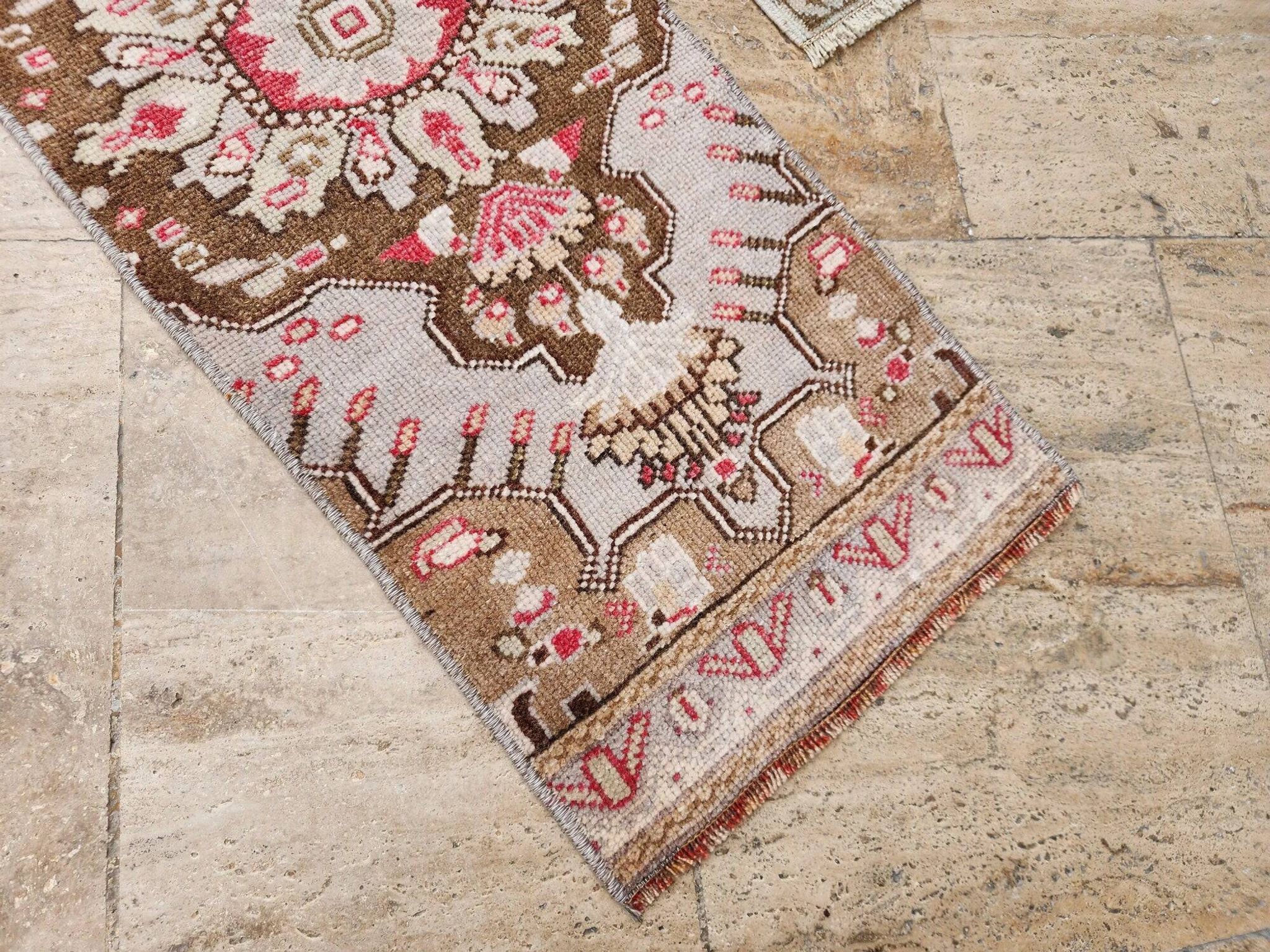 Set of 2 vintage handmade Turkish rugs 51x66 cm