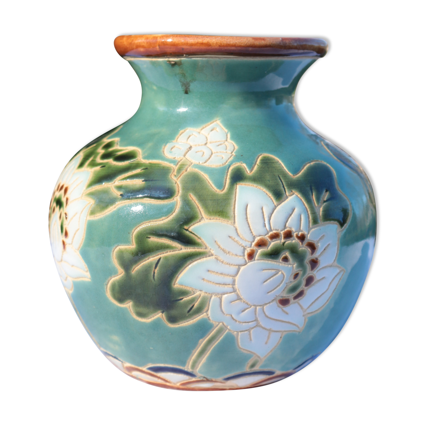 Flowered ceramic vase