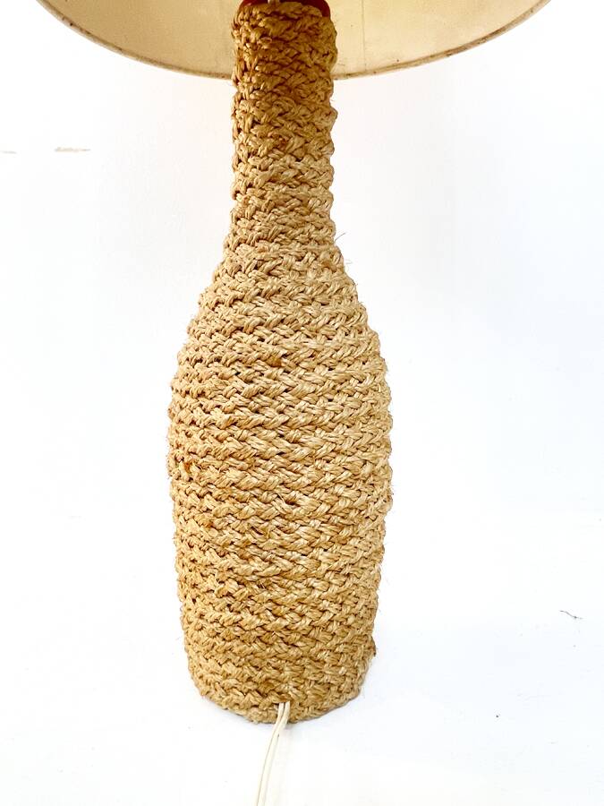 Woven rope lamp with textured shade, 1960s-70s.