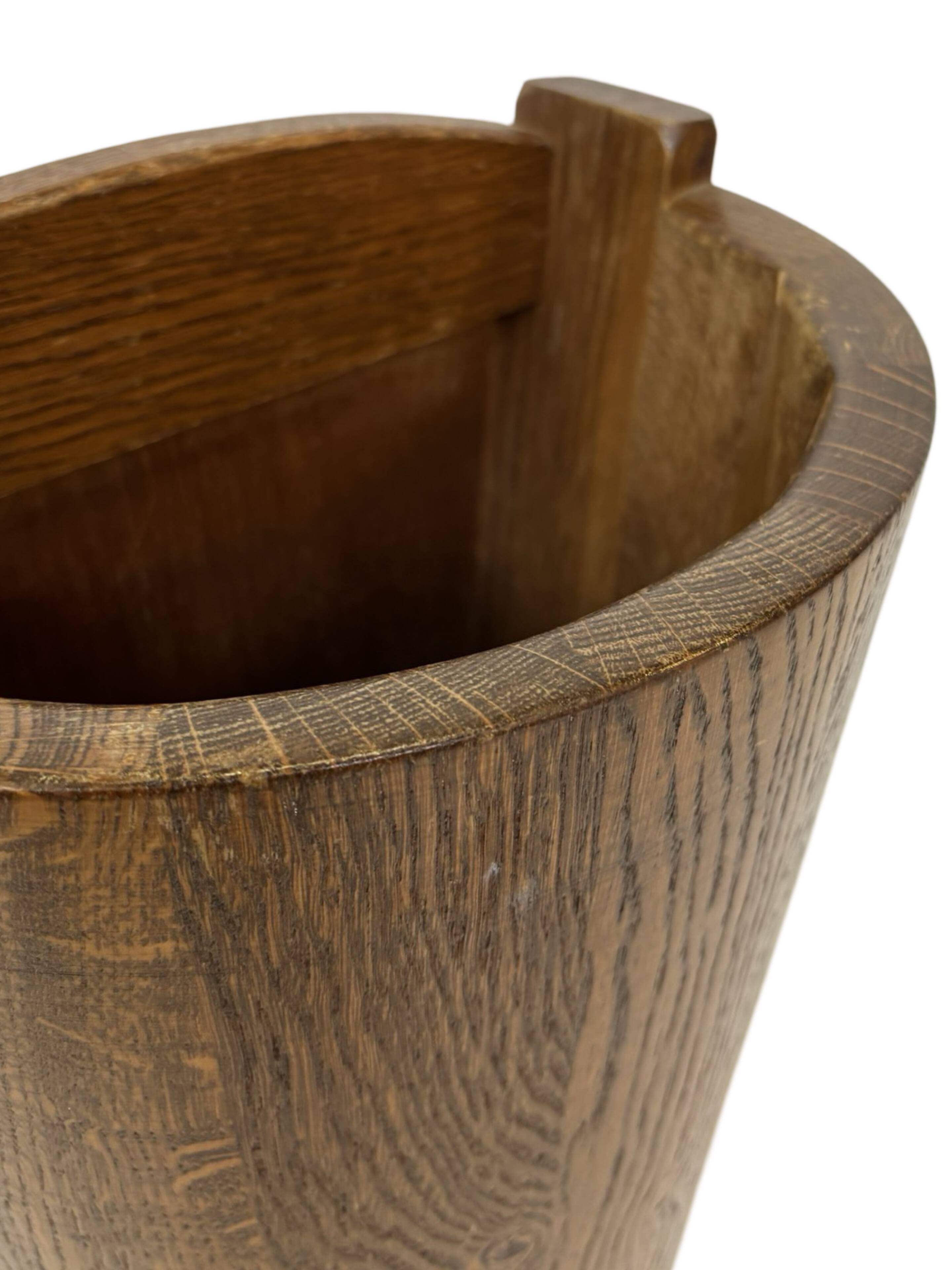 Vintage dark oak umbrella stand basket storage design 60s minimalist design