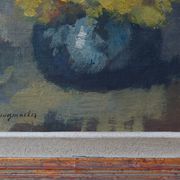 Still life with yellow flowers in a vase, ca. 1930-1950