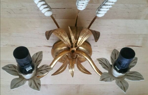 Applique murale métal et tôle doré épis de blé Masca