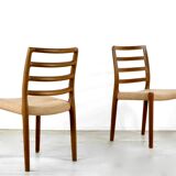 Set of 2 niels moller model 85 midcentury chairs from denmark in teak
