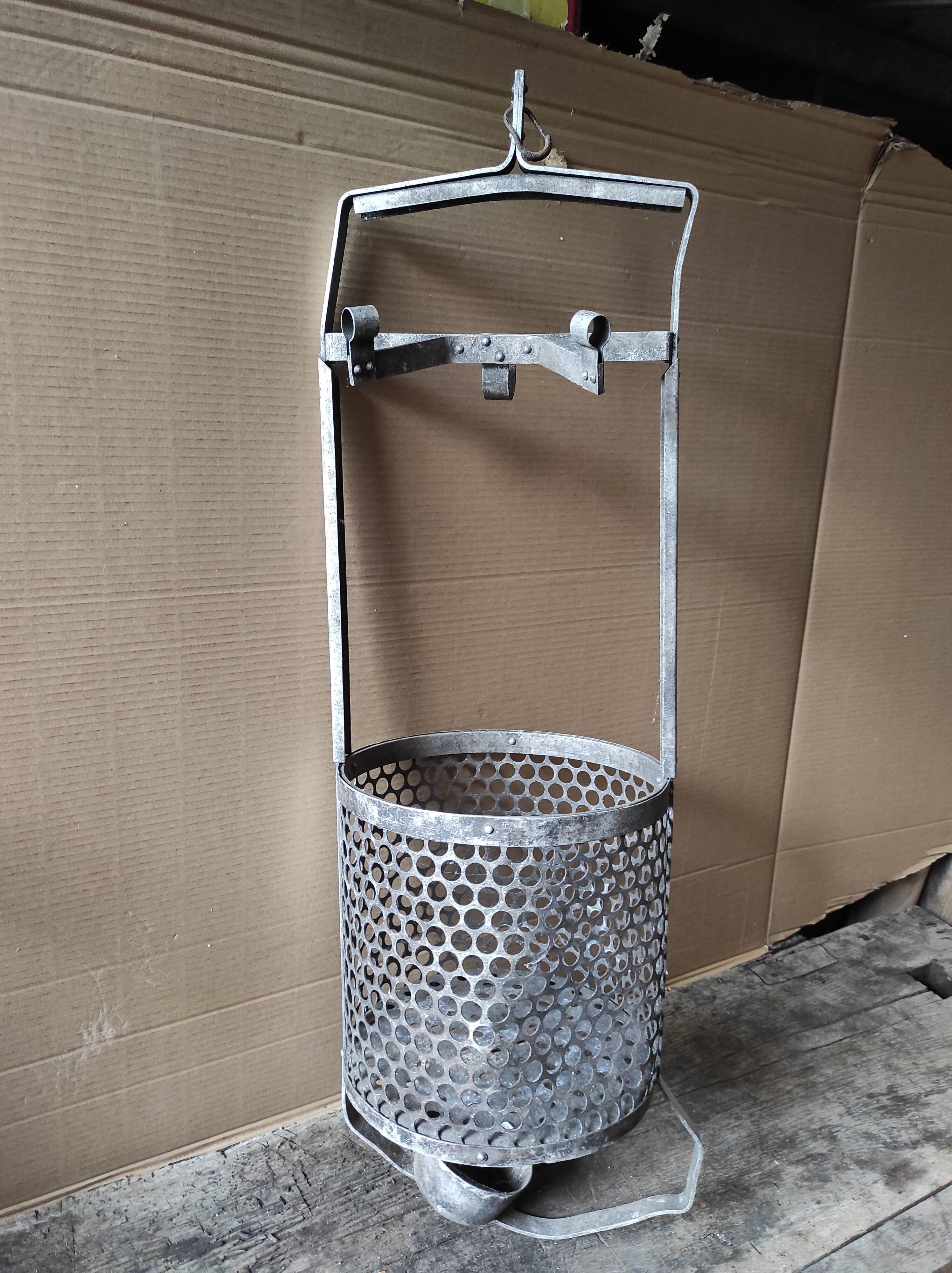 Basket of vintage miner room of the hanging shower