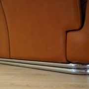 Orange leather sofa, Space Age design, 1960s, production: Italy