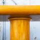 Beech table with striped decoration Italy 70s