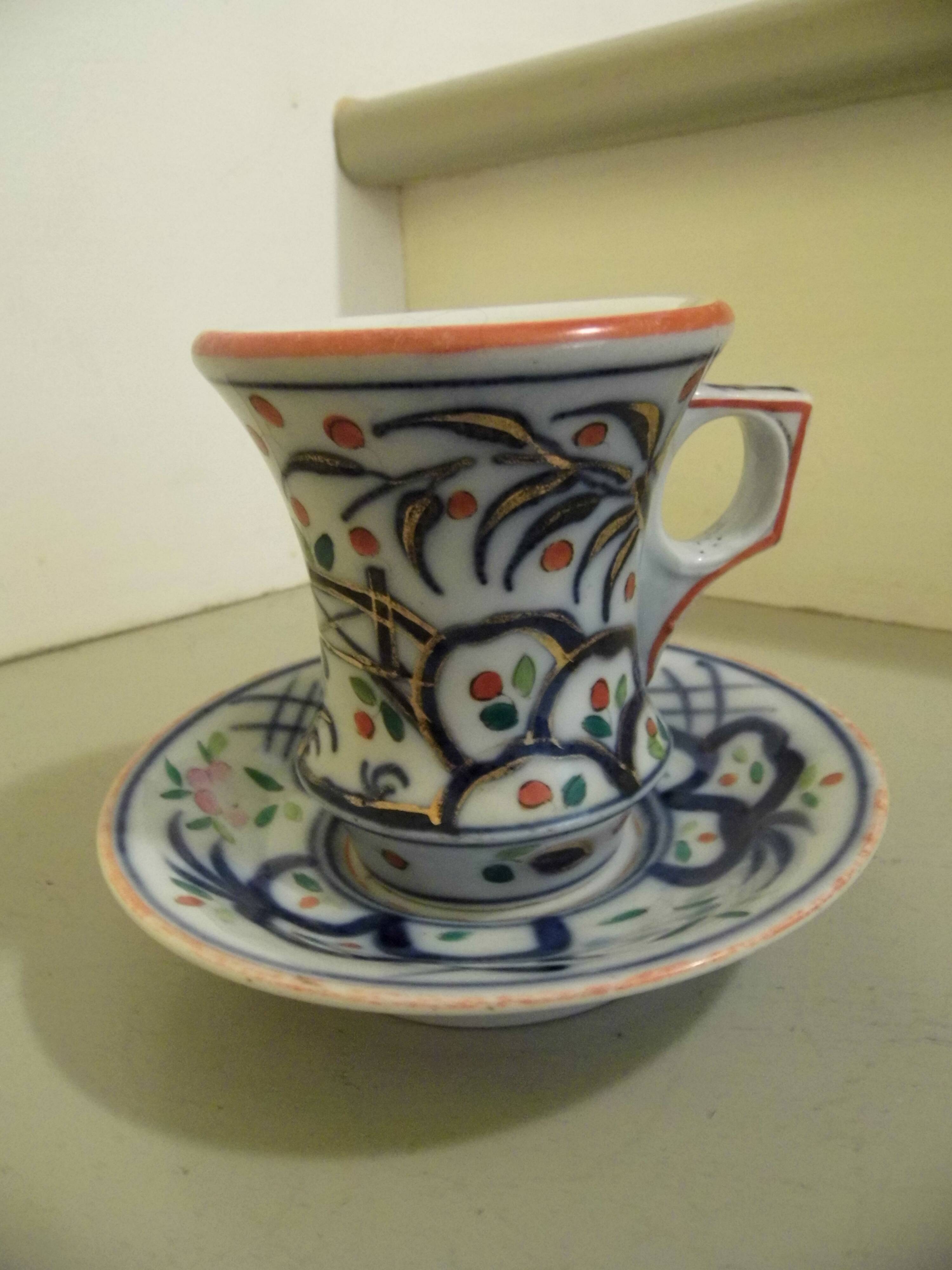 Cup and saucer, brulot, Bayeux porcelain 19th century