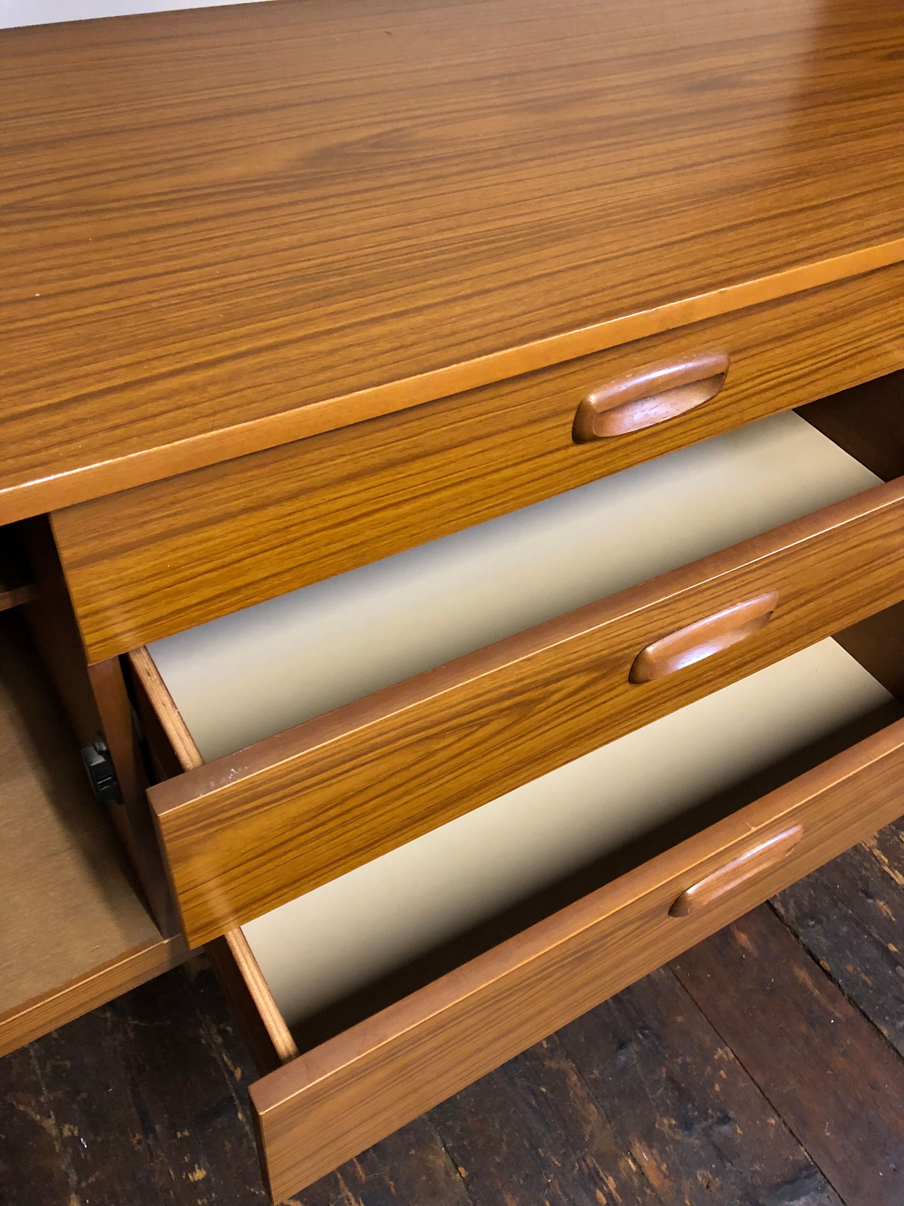 Vtg Mid Century Sideboard Danish Scandinavian Design Retro 70s Teak Drawers