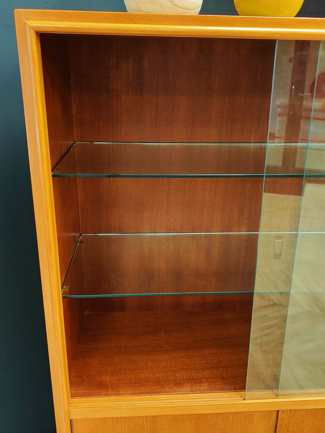 Mid century highboard vintage display cabinet, bookcase