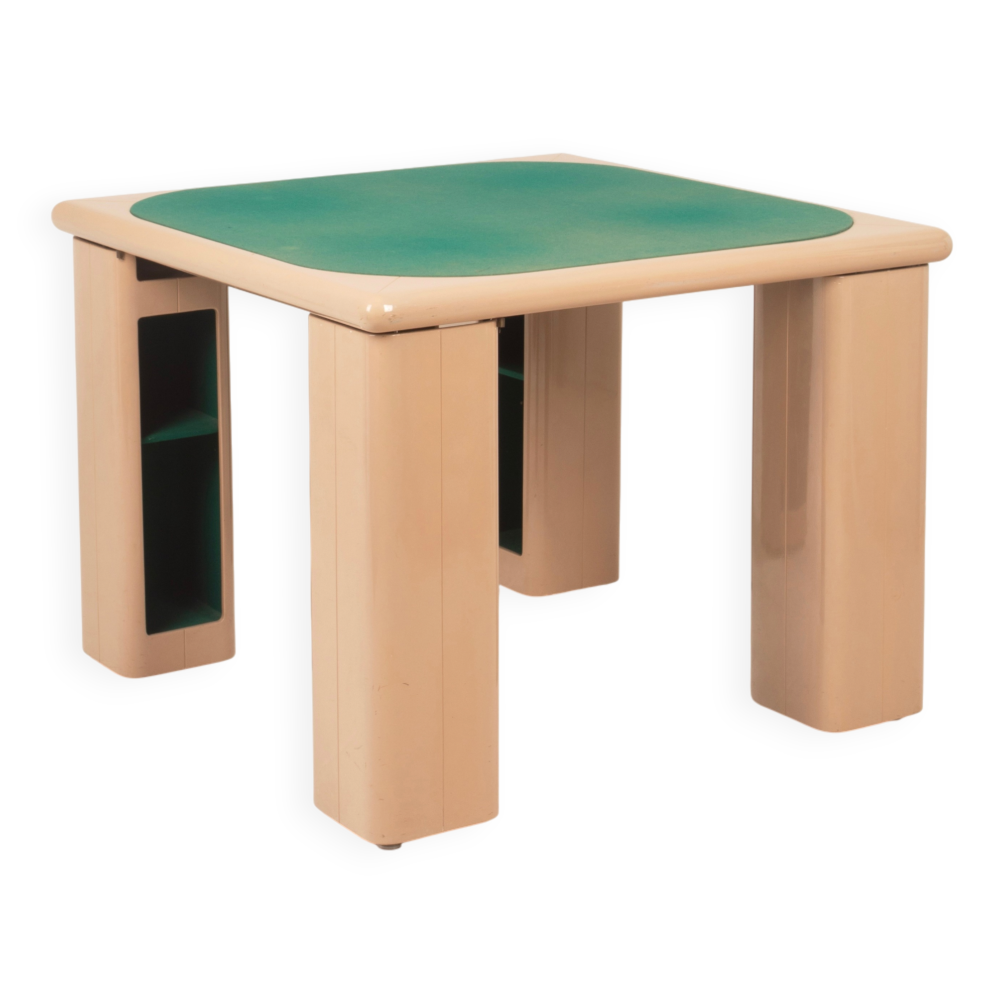 Pierluigi Molinari Lacquered Wood and Green Felt Game Table for Pozzi 1970