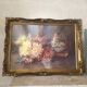 Tableau, aquarelle nature morte aux fleurs signée, sous verre, 1900