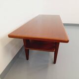 Large vintage Scandinavian double-topped teak coffee table by Kurt Østervig from the 1950s