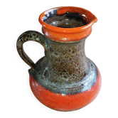 Vintage cruche – Red and brown flamed enamel – Numbered – 1950s–60s