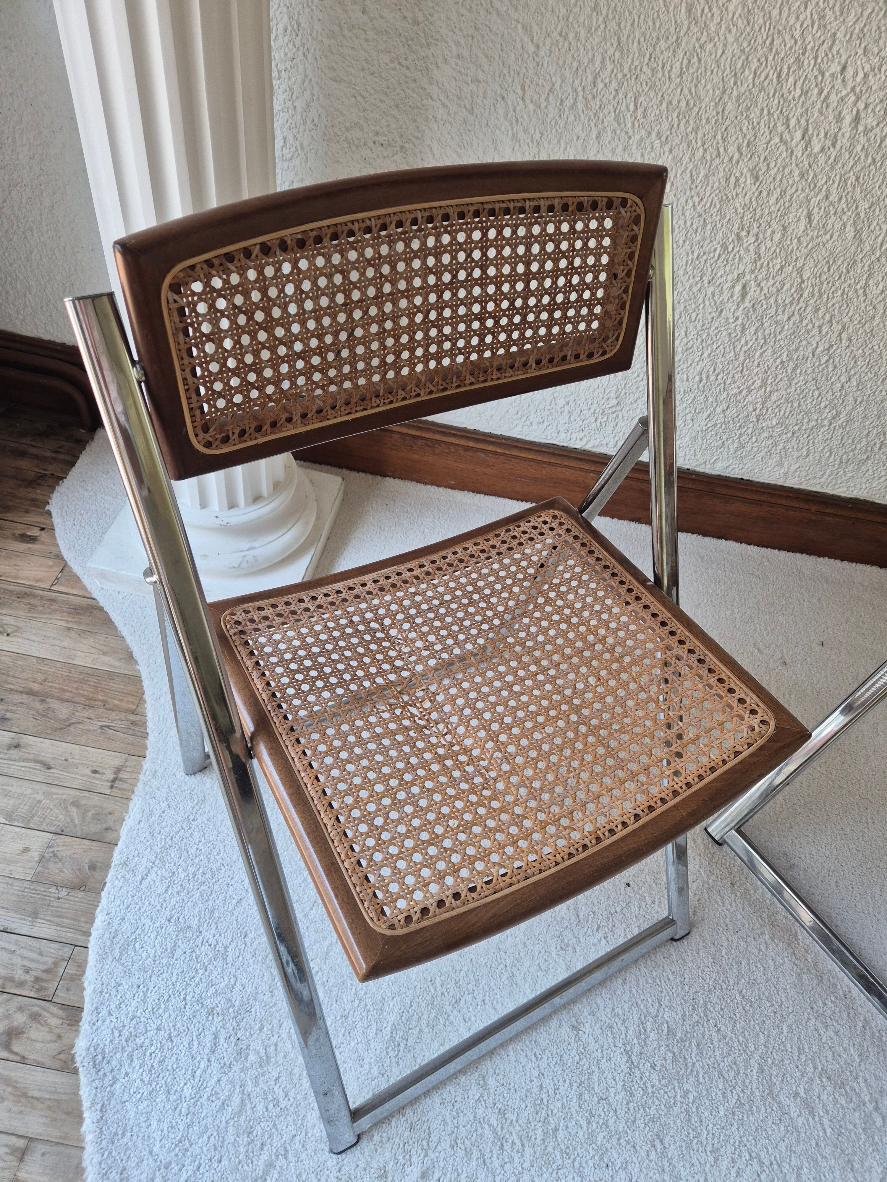 2 Chaises pliantes chrome/cannage