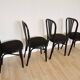 Set of 4 Vintage Black Wooden Dining Chairs: STOL Kamnik, 70s, Yugoslavia