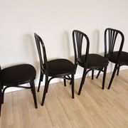 Set of 4 Vintage Black Wooden Dining Chairs: STOL Kamnik, 70s, Yugoslavia