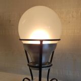 Tripod table lamp in metal, aluminum and blown glass - mid-20th century