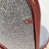 Metallic burgundy bistro chair for restaurants and communities with gray fabric