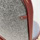 Metallic burgundy bistro chair for restaurants and communities with gray fabric