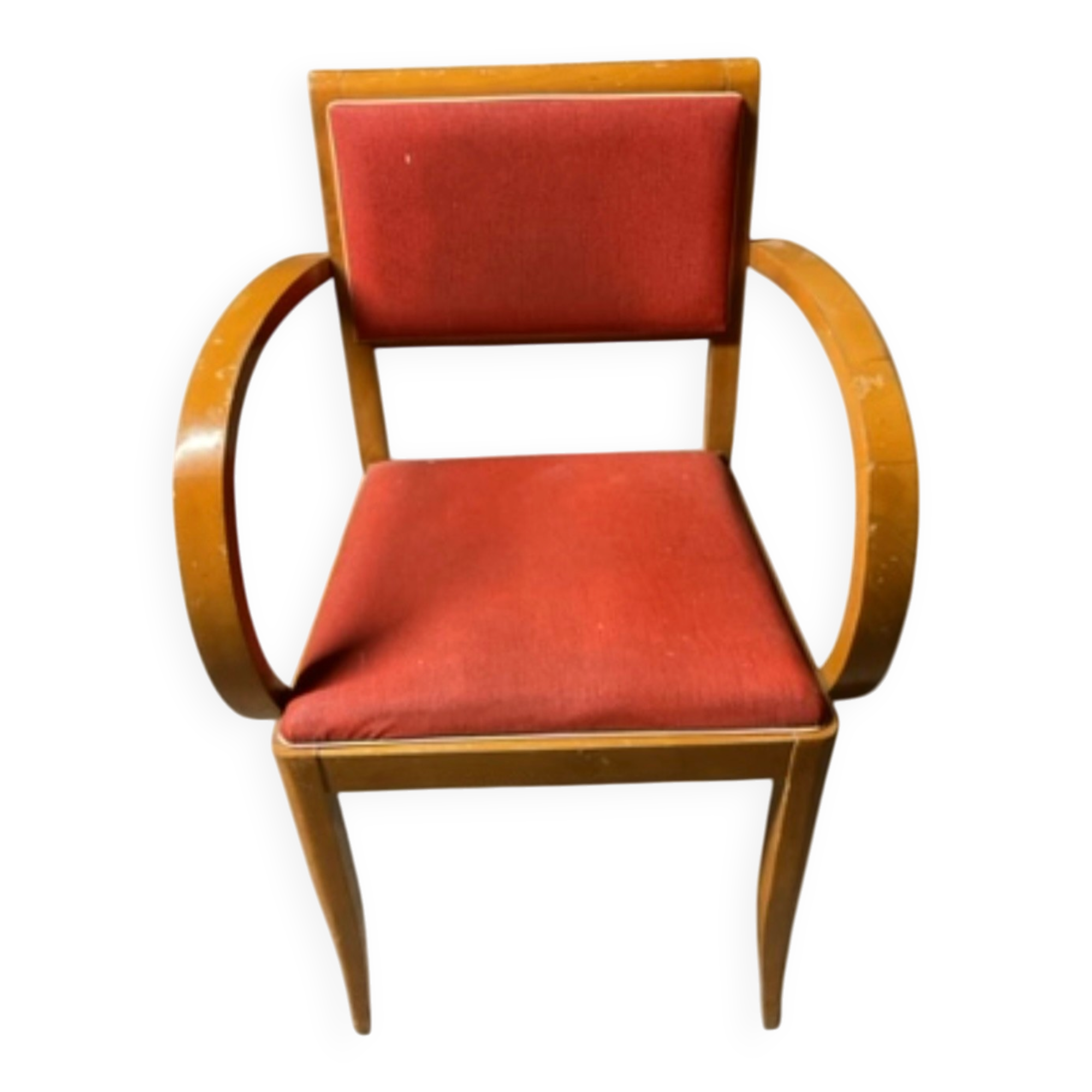Club armchair with curved armrests known as "bridges" from the 1950s.