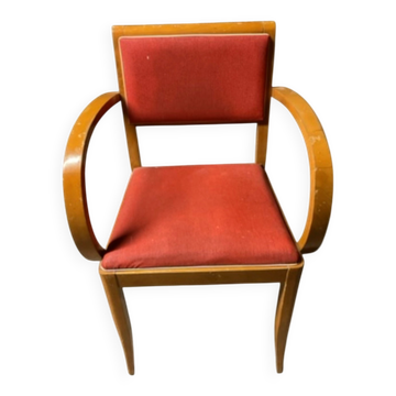 Fauteuil club accoudoirs en arc de cercle dit « ponts » années 50