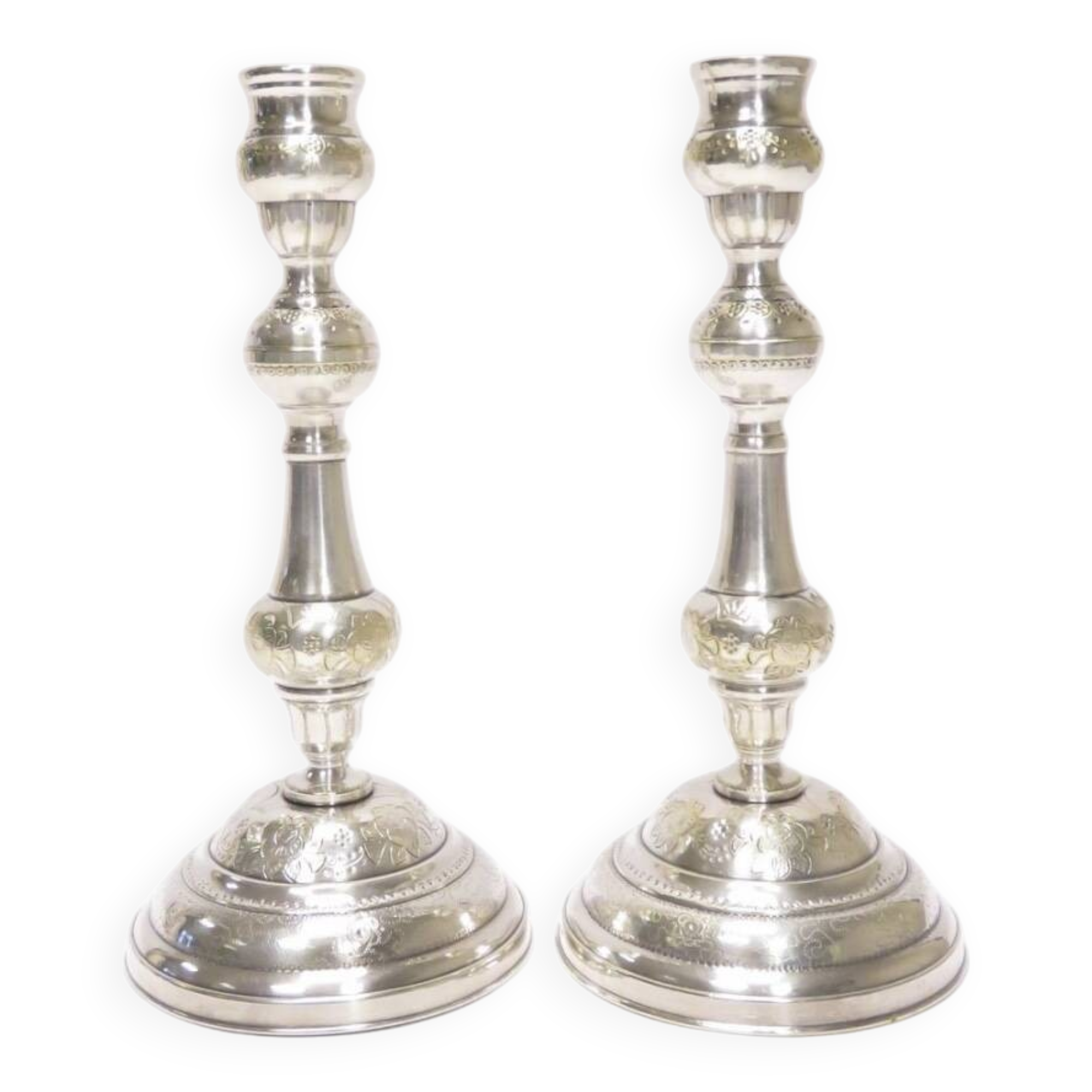 Silver metal candlesticks