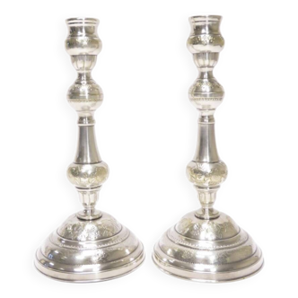 Silver metal candlesticks