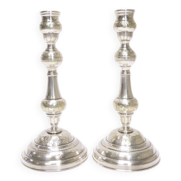 Bougeoirs métal argenté