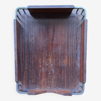 Art deco wood and metal tray