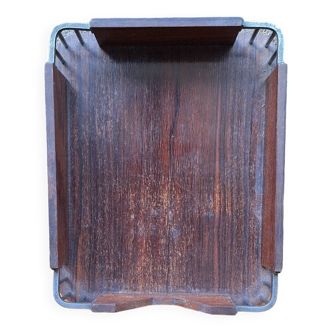 Art deco wood and metal tray