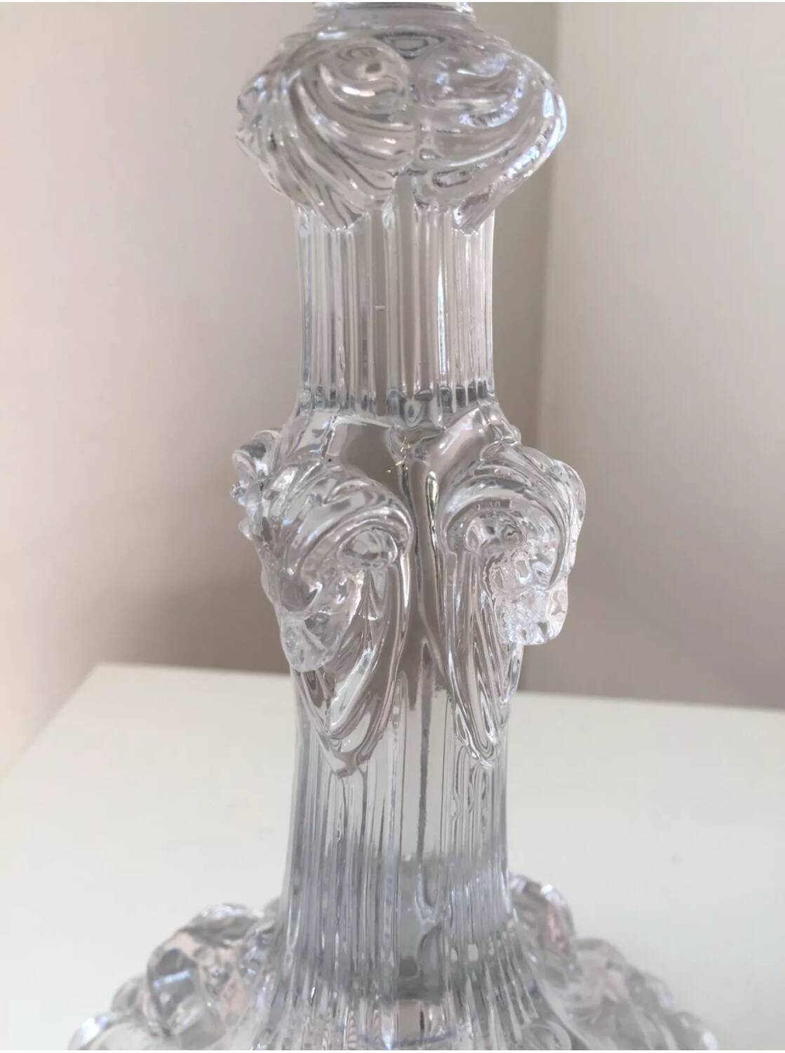 Antique pair of Portieux crystal candlesticks, 19th century