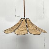 XL clover cork hanging pendant lamp, Germany 1970s