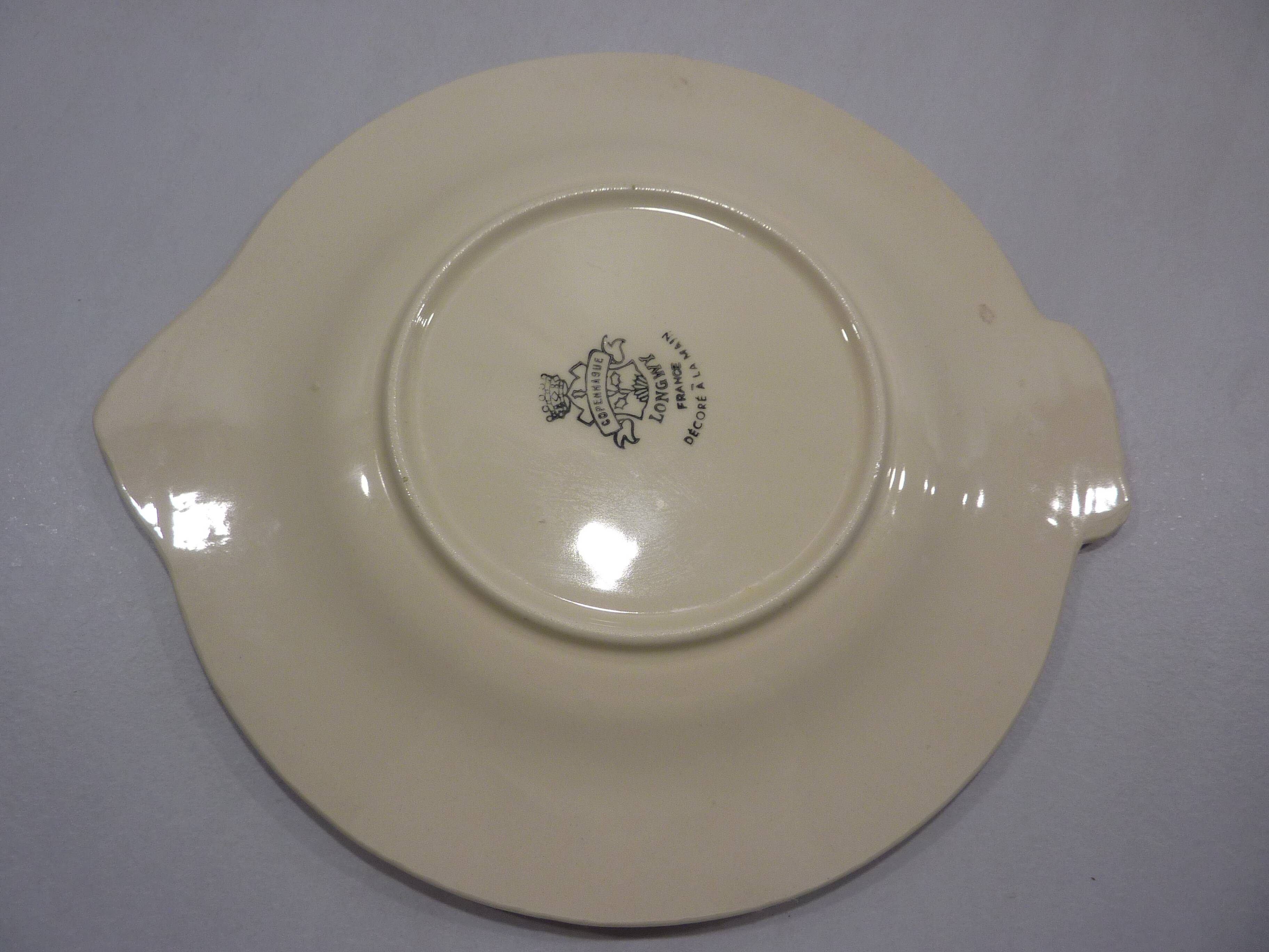 5 hand-decorated Longwy fish plates