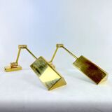 Postmodern pair of articulated brass wall lamps by Baulmann Leuchten. Germany 1980s