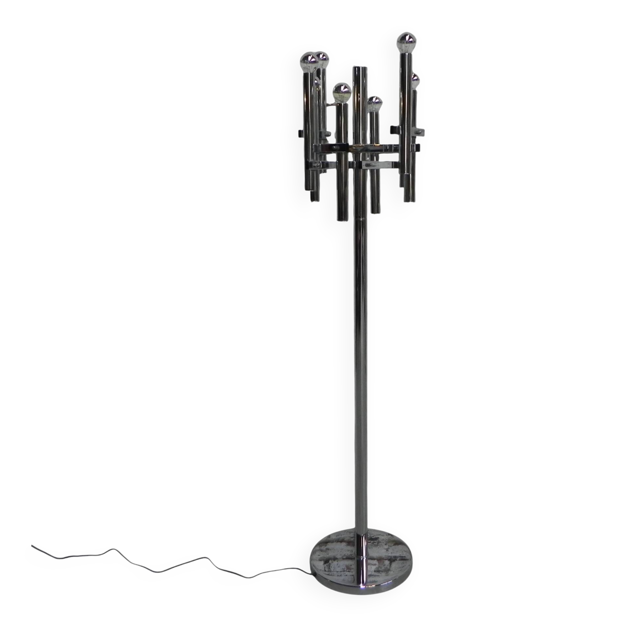 Chrome uplight floor lamp with 8 light points