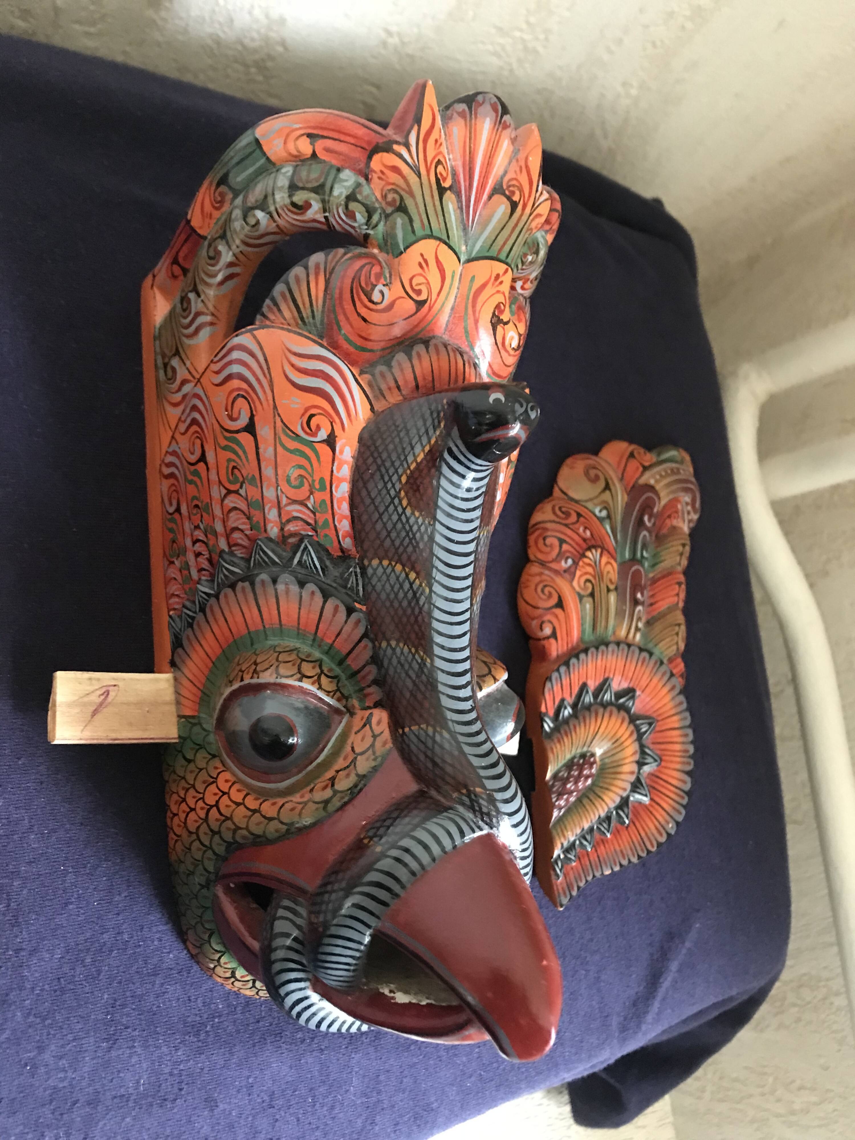 Wooden triptych mask