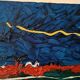 Abstract painting, oil on canvas by Simone Ciani, 20th century
