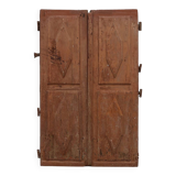 Large 17th century Monastery doors in terracotta lacquered oak, Portugal