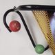 Vintage wall coat rack with mirror and shelf Black metal and wood ball