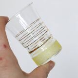 Set de 4 verres vintage, granité jaune et doré, vintage, authentique, années 50
