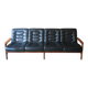 Danish 4-seater sofa with leather upholstery 244 cm, 1960s