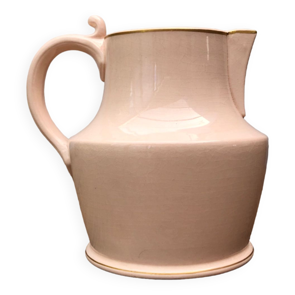 Pichet ancien en céramique rose