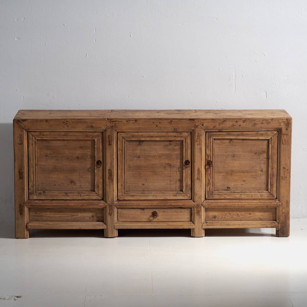 Antique three-door pine wood sideboard (circa 1920)