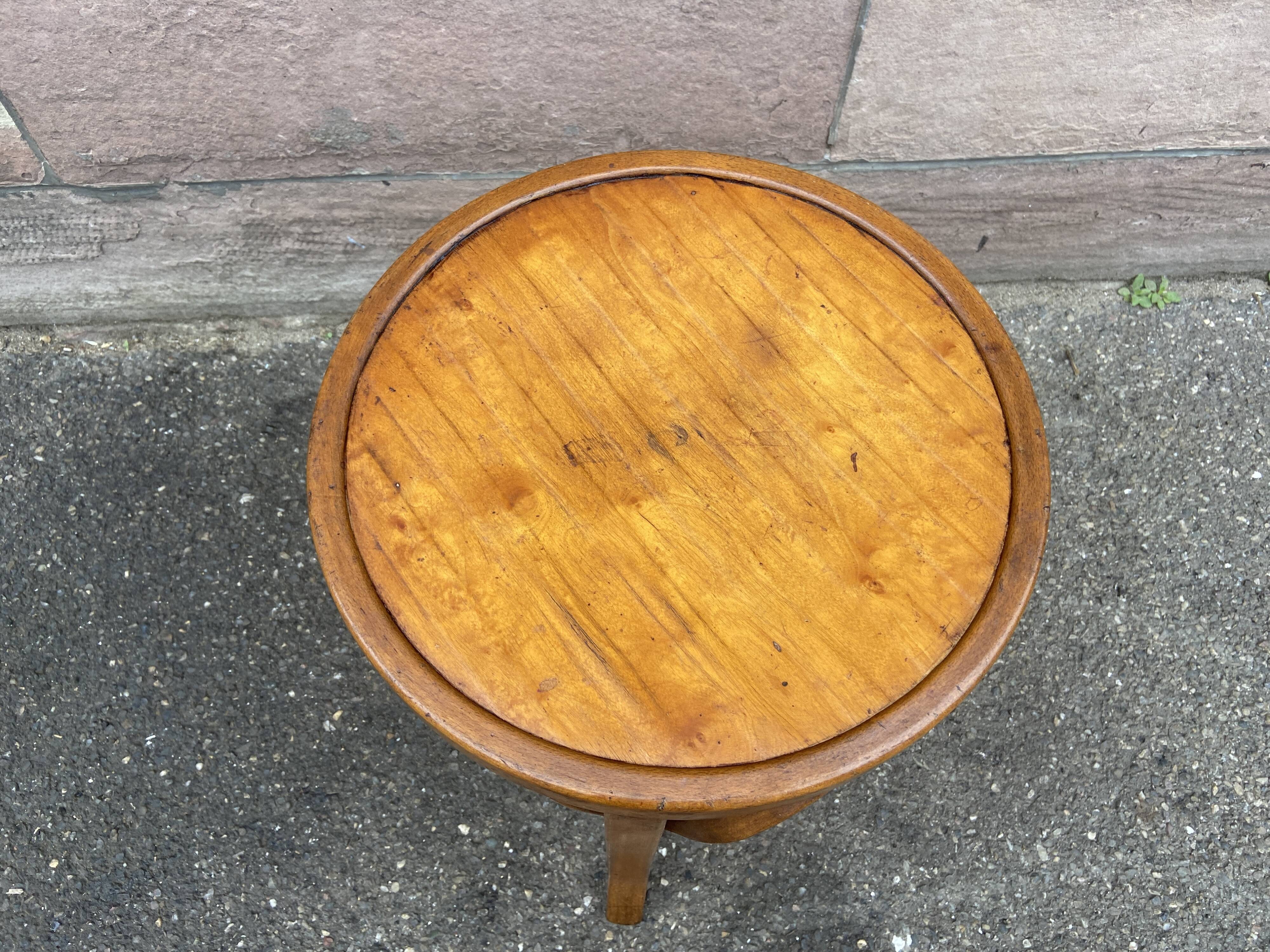Baumann curved wood stool 60s