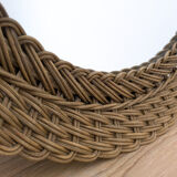 Miroir vintage ovale en osier tressé style bohème